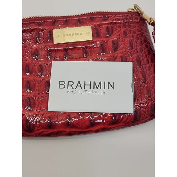 BRAHMIN Melbourne Betty Lacquer Red Glossy Zip Wristlet Clutch Red NWOT Has Card - Picture 10 of 16